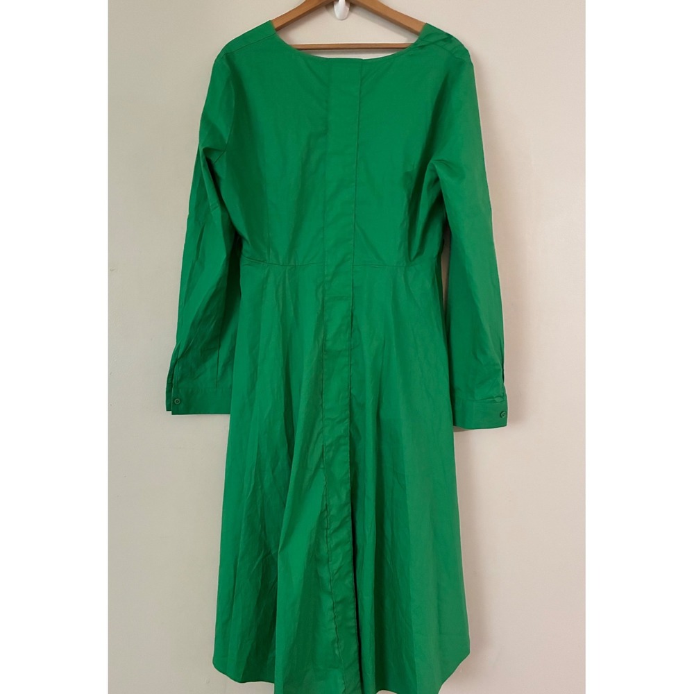 Tea & Cup High-Low Ruffle Dress Womens Medium Green V-Neck Long Sleeve - Picture 3 of 12
